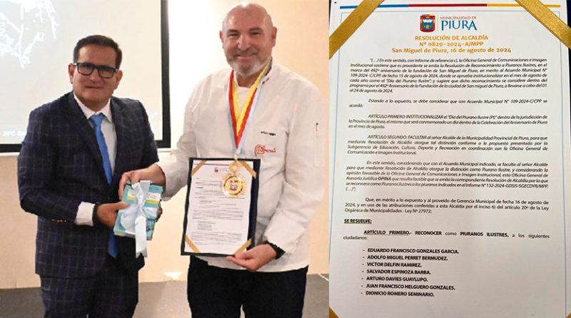 Adolfo Perret fue distinguido como ‘Piurano Ilustre’